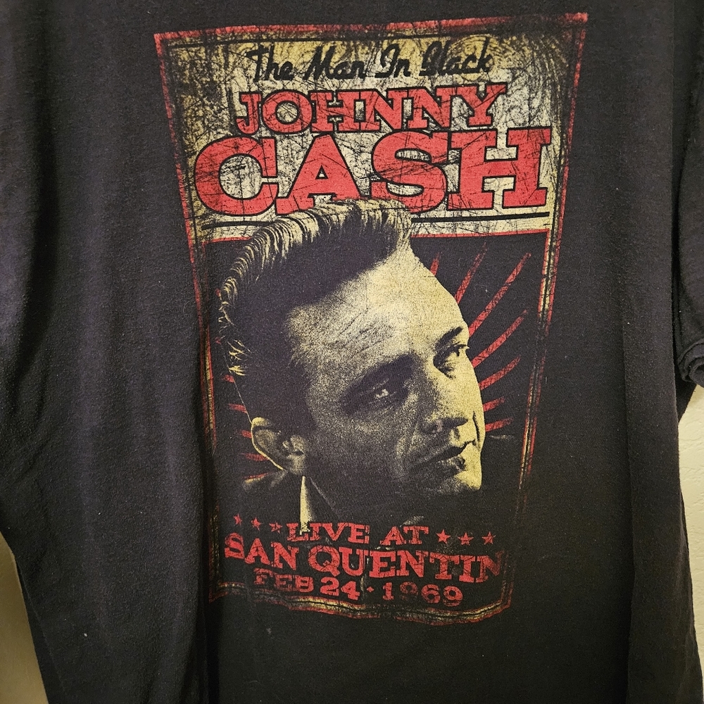 Johnny Cash The Man In Black and Live At San Quentin Graphic Tees Size 2XL Lot